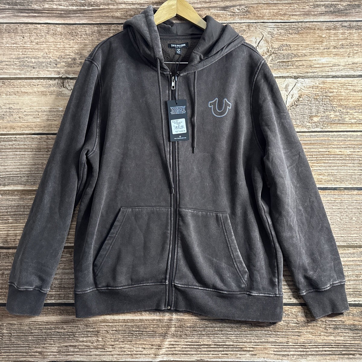 True Religion Hoodie Extra Large Brown Zip Up Buddha Logo Soft