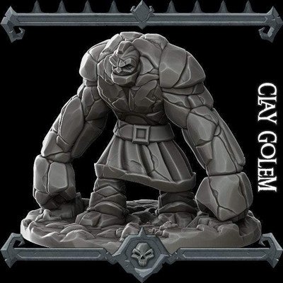CLAY GOLEM Construct Resin 3D Printed Fantasy Miniature D&D Tabletop RPG