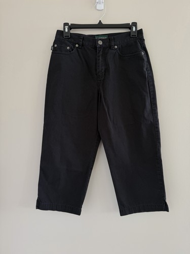 Lauren Ralph Lauren, Lauren Ralph Lauren Black Capri Pants Petite 6P High Rise Straight Minimalist