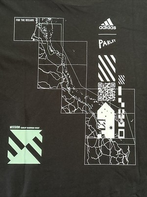 NEW MENS ADIDAS PARLEY BLACK T SHIRT ''FOR THE OCEANS'' GREAT BARRIER REEF L $45