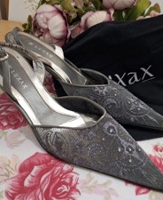 LUXAX UK 6,Leather interior/sole, Grey/Silver, kitten heel, dust bag & box 
