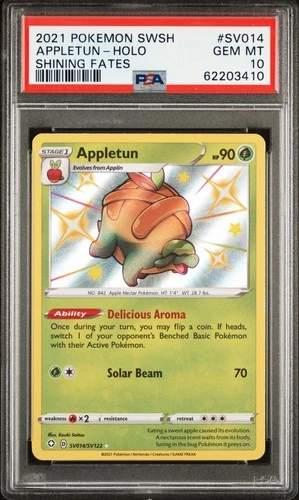 2021 POKEMON SWORD & SHIELD SHINING FATES #SV014 APPLETUN-HOLO PSA 10