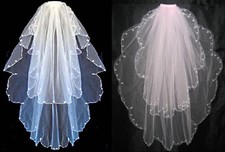2 STUFEN ELFENBEIN/WEISS/ROSA BRAUTSCHLEIER H...