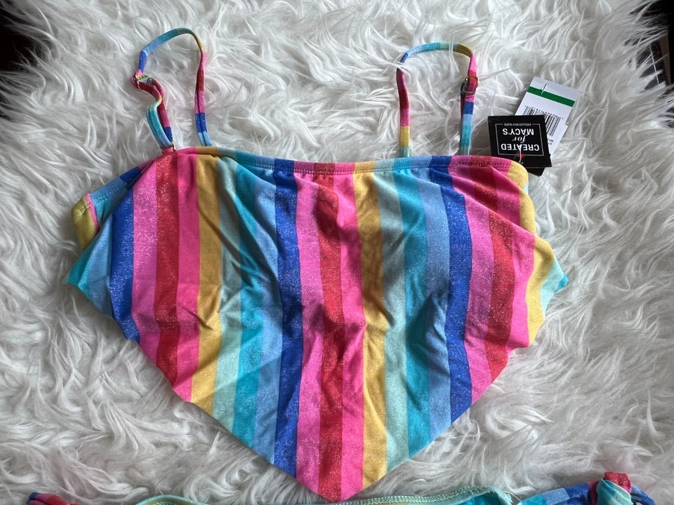 Conjunto de bikini California Waves para mujer y niño parte superior L inferior M rosa arco iris traje de baño Foto 2 de 4
