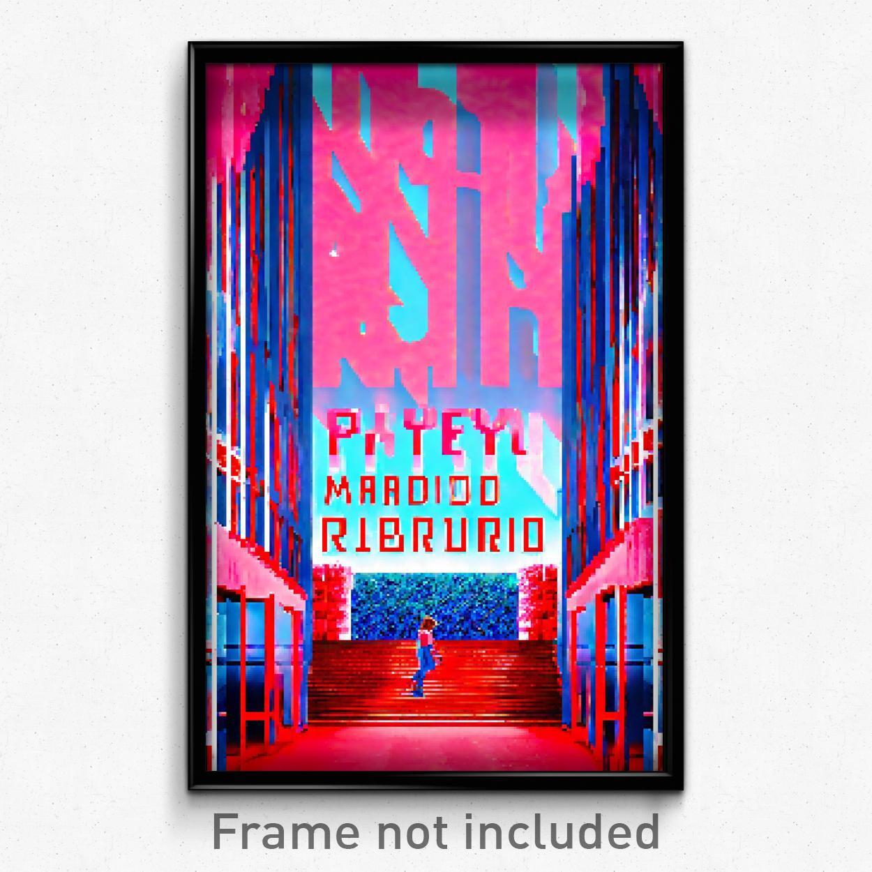 Pixel Art Poster - Rubbery Madrid (8 Bit Psychedelic Trippy Video Game Print)