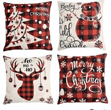 Christmas Pillow Covers 18 18 Inch Set of 4 Christmas Throw Pillow Covers New