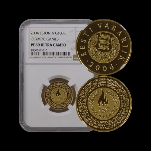 ESTONIA. 2004, 100 Krooni, Gold - NGC PF69 - Olympic Games, RARE