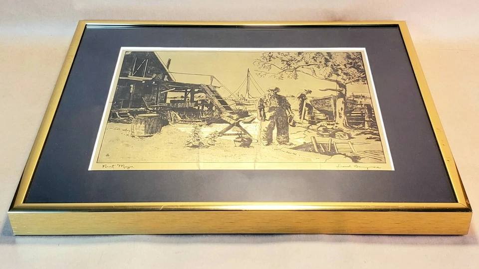 Impresión en lámina de oro vintage coleccionable Lionel Barrymore "Point Magu" Foto 4 de 4