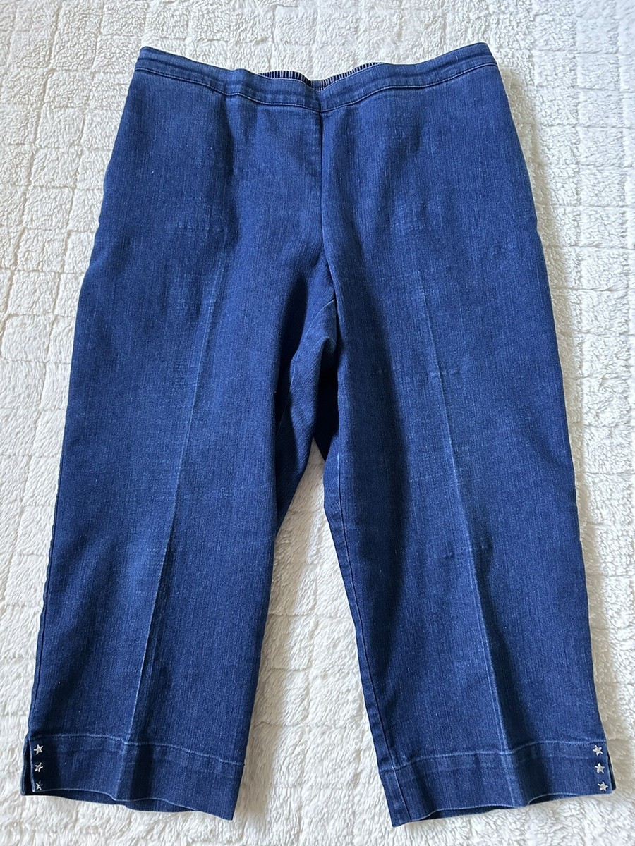 Ladies alfred dunner Cropped Blue Jeans size 12 Elastic Waist