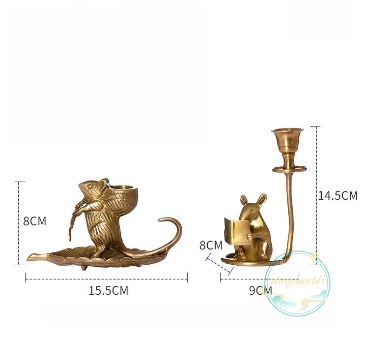 Домашний сад латунная мышь книга для чтения подсвечник декор подсвечник милые подарки - Изображение 4 из 4