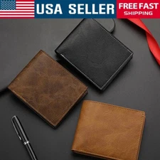 Men's Leather Bifold ID Card Holder Purse Wallet Billfold Handbag Slim Clutch