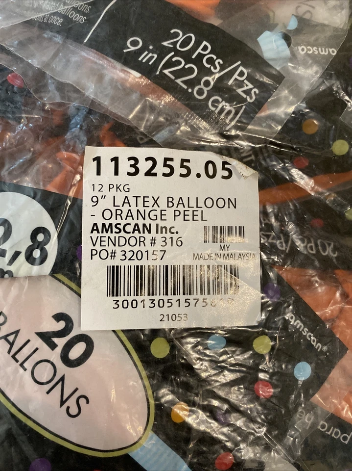Globos de látex Amscan cáscara de naranja 9 pulgadas 113255,05 helio 240 unidades Foto 4 de 4