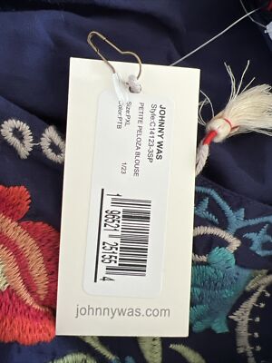 Blusa Johnny Was Sundance Blu Navy Taglia L – Cotone Ricamato Con Etichette – Nuovo - Foto 3