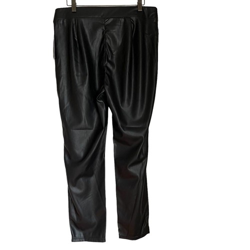 Tommy Hilfiger Pants Womens Black Vegan Leather Skinny- Ankle Pant Size: 14 - Picture 7 of 9