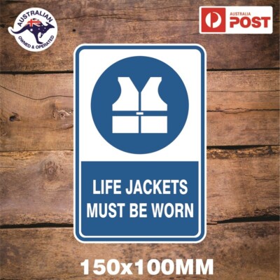 LIFE JACKET MUST BE WORN STICKER BOAT SAFETY | eBay Australia