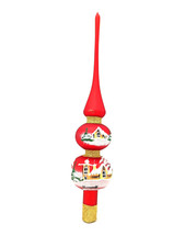 Christbaumspitze rot aus Glas mit 2 Kugeln Baumspitze Christbaumschmuck (641)