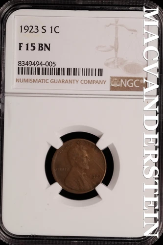 1923-S Lincoln Wheat Cent - NGC F 15 BN - Scarce  No Reserve  #SLH68