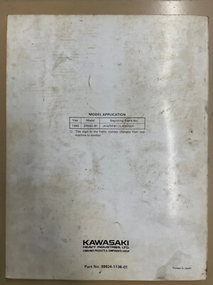 Genuine Kawasaki Service Manual '90 ZEPHYR ZR550-B1 99924-1136-01