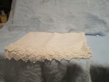 Vintage Linen Table Runner with Hand Crocheted Lace Edges 47 12" x 19 1/2"