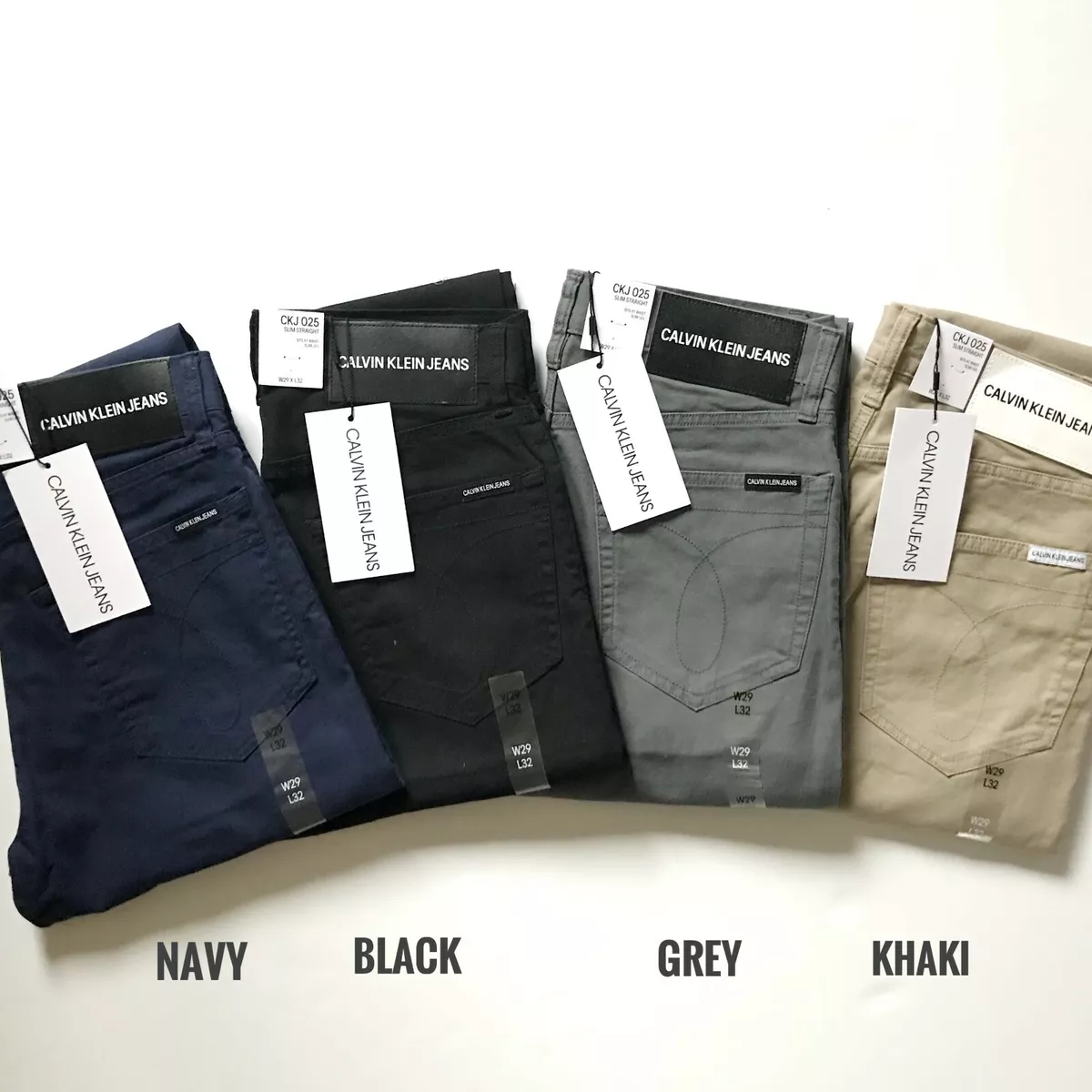 Straight Essentials NWT Slim Calvin Pants Jeans Men\'s eBay | Solid Chino Klein Stretch