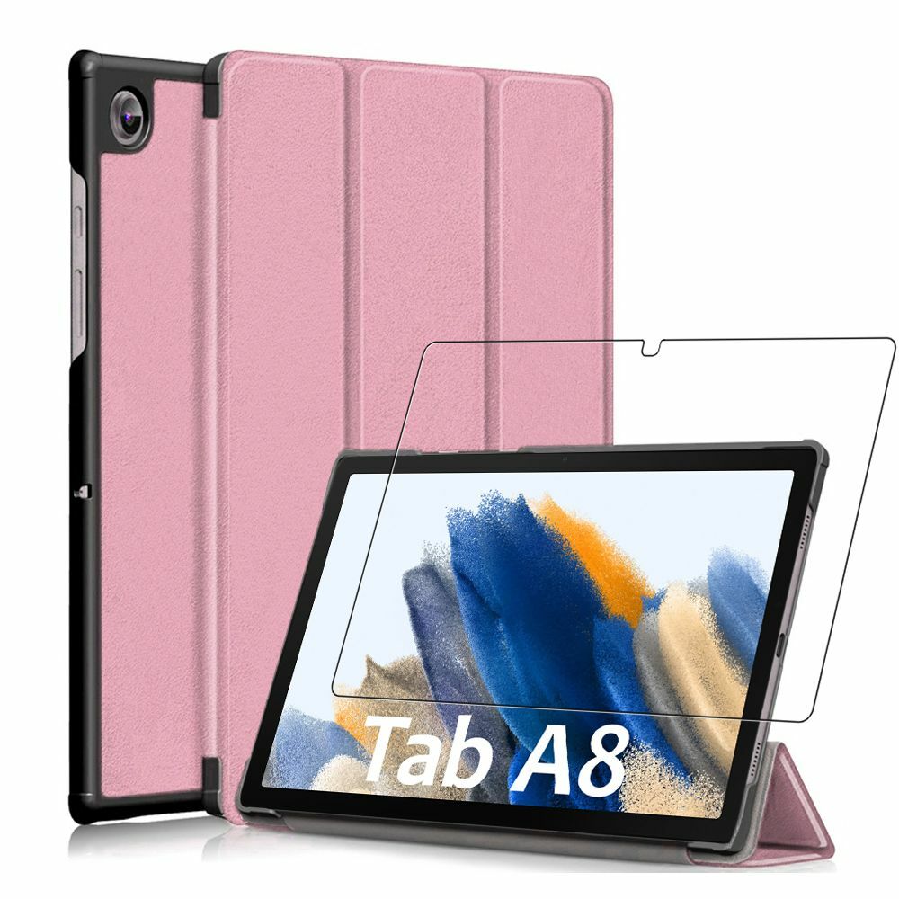 Coque Samsung Galaxy Tab A8 10.5 pour enfants et adultes avec film écran en verre clair