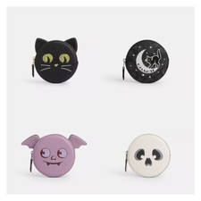 NWT Coach Coin Case With Halloween Bat/Skull/Cat/Graphic !