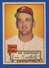 1952 Topps Red Back #108 Jim Konstanty  VG-EX Well Centered Bent Corner