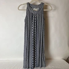 Max Studio Sleeveless Dress Womens Small Stretch Sheath Geometric Blue White