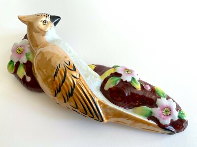 ART DECO 1940'S JAPAN ART POTTERY HAND PAINTED BIRD PORCELAIN WALL