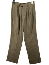 NEW ASOS Pants Mens Sz 34x34 Tan Gold Pleated Front Tapered Leg Pockets Dress