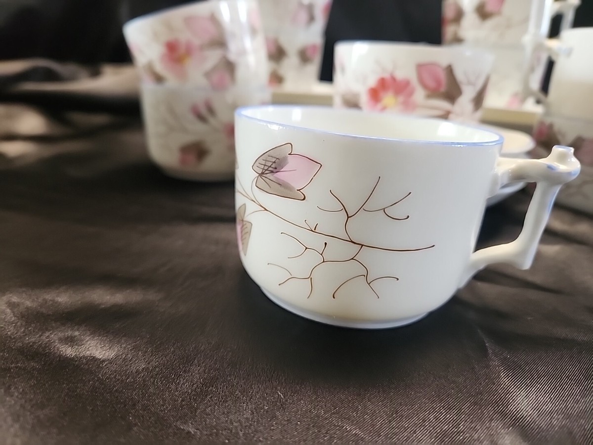 Antique B.S.M. China 1265 Pink Flora Tea Cup & Saucer Set