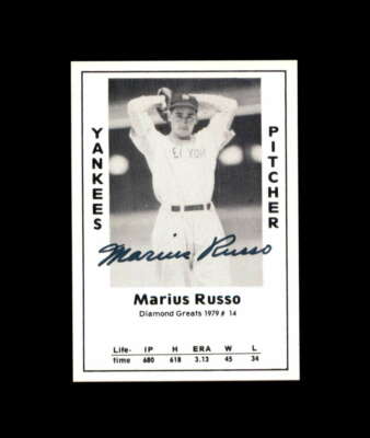 Maruis Russo Signed 1979 Diamond Greats New York Yankees Autograph