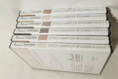 Annie's Crochet Afghan Stitch Sampler Afghan Blocks 4-6 7-9 10-12 13-15 28-30 19