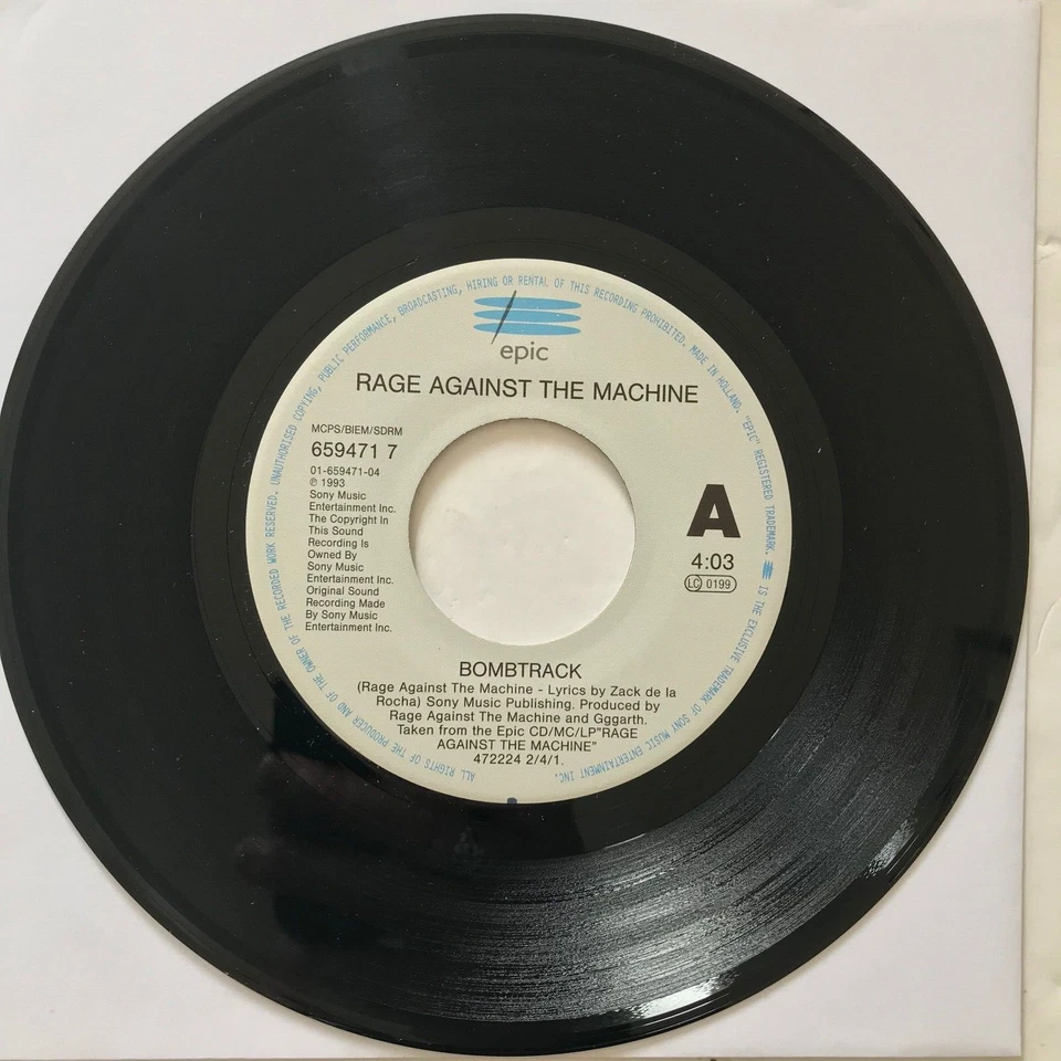 Rage Against The Machine – Bombtrack 7" Vinyl Single Jukebox 1993 - Image 3 of 4