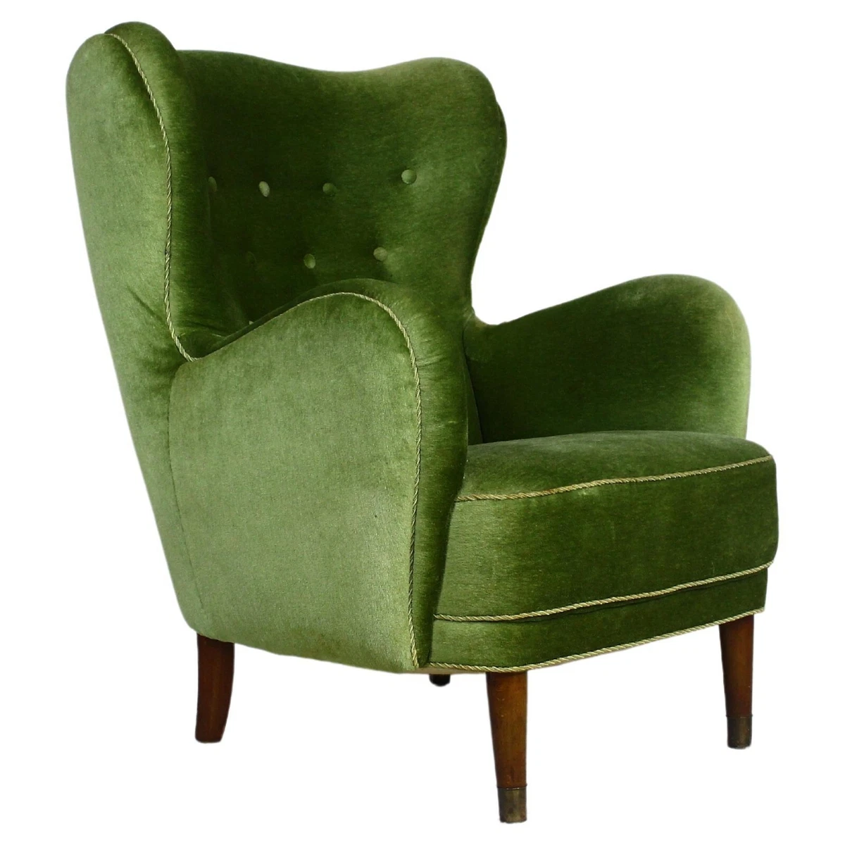 Mid century sale green velvet chair