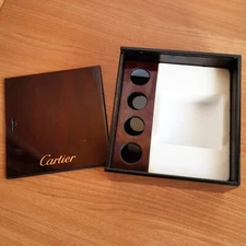 Vintage CARTIER Wood Box Case Watch Box Mahogany Jewelry Travel Magnifier