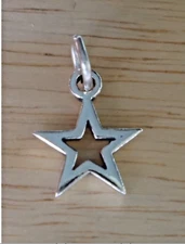 Sterling Silver 10mm Small 5 Point Dallas Double Cut out Star Cowboy Charm
