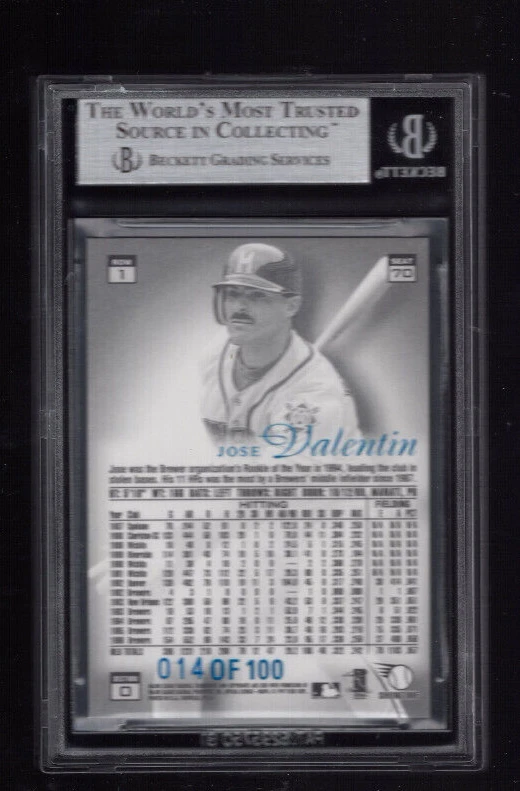 Flair Showcase Row 1 Legacy #70 1997 Joseph Valentin #/100 SP BGS 9 como nuevo con 9,5 Foto 2 de 2