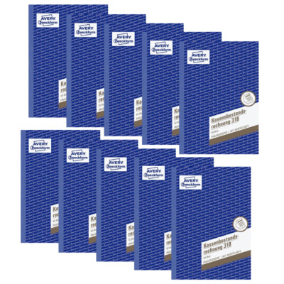 10x Avery Zweckform Kassenbestandsrechnung 318 A5 praxisgerecht je Buch 50 Blatt