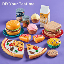 Pretend Play Food - 78Pc Cutting Toy Food for Kids Kitchen, Birthday Gift