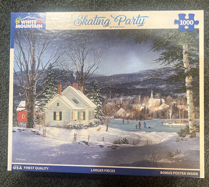 White Mountain “Skating Party” 1000 Piece Puzzle #1523 Complete
