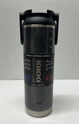 Igloo 20oz Vacuum Insulated Stainless Steel Bottle w/Lid ~Gray Metallic~ NEW