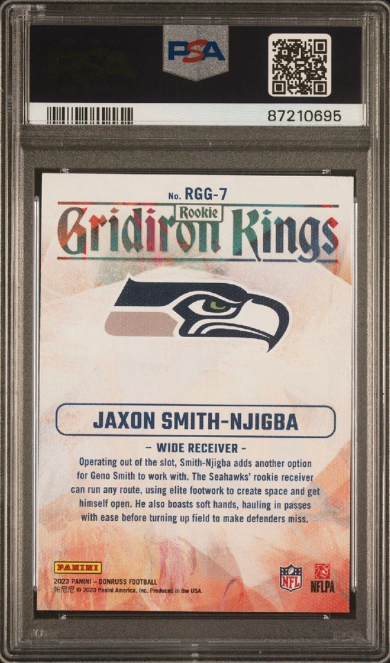 Jaxon Smith-Njigba RC 2023 Donruss Rookie Gridiron Kings #RGG7 PSA 10 Seahawks - Image 2 of 3