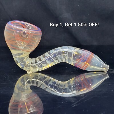Set Of 4 Lava Style Handmade Glass Smoking Pipes With Box & Accessories