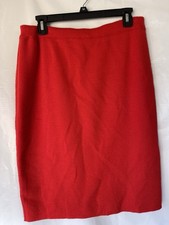Falda Lápiz Rodier Paris Roja Tejida Forrada Talla 44 14 EE. UU. Vintage Cintura Elástica