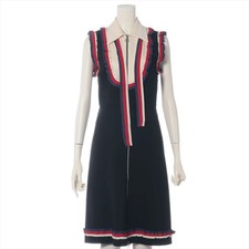Gucci Rayon x polyurethane Sleeveless Dress L Ladies' Black x ivory 501481 Ther