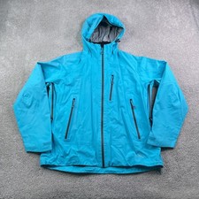 LL Bean Rain Jacket Womens Large Blue Full Zip Waterproof Hooded Coat
