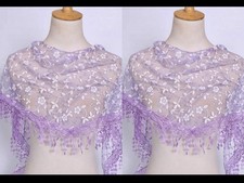 Set Of 2 X Purple Mass Veil Triangle Head Covering Religious Church Scarf Veil