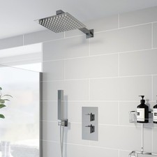 Thermostatic Concealed Square Shower Wall Mounted Handset Shower Head Chrome
