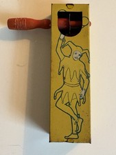 1928 Antique Kirchhoff Tin Ratchet Noisemaker Court Jester Yellow  Blue Works
